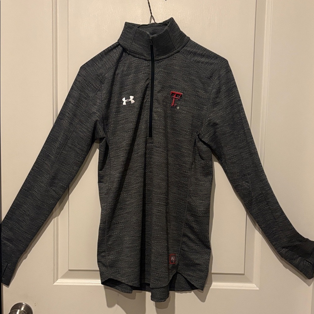 EUC! Texas Tech Under Armour Charcoal and Red Quarter-Zip Top, S
